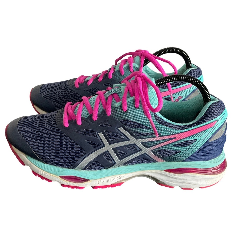 ASICS Gel-Cumulus 18 Navy Pink Mint Running Shoes T6C8N Womens 9.5